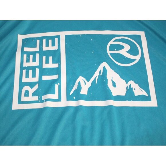 Reel‎ Life Fishing Rash Guard Swim Shirt Mens XL Teal Graphic Long Sleeve Travel - Picture 4 of 8